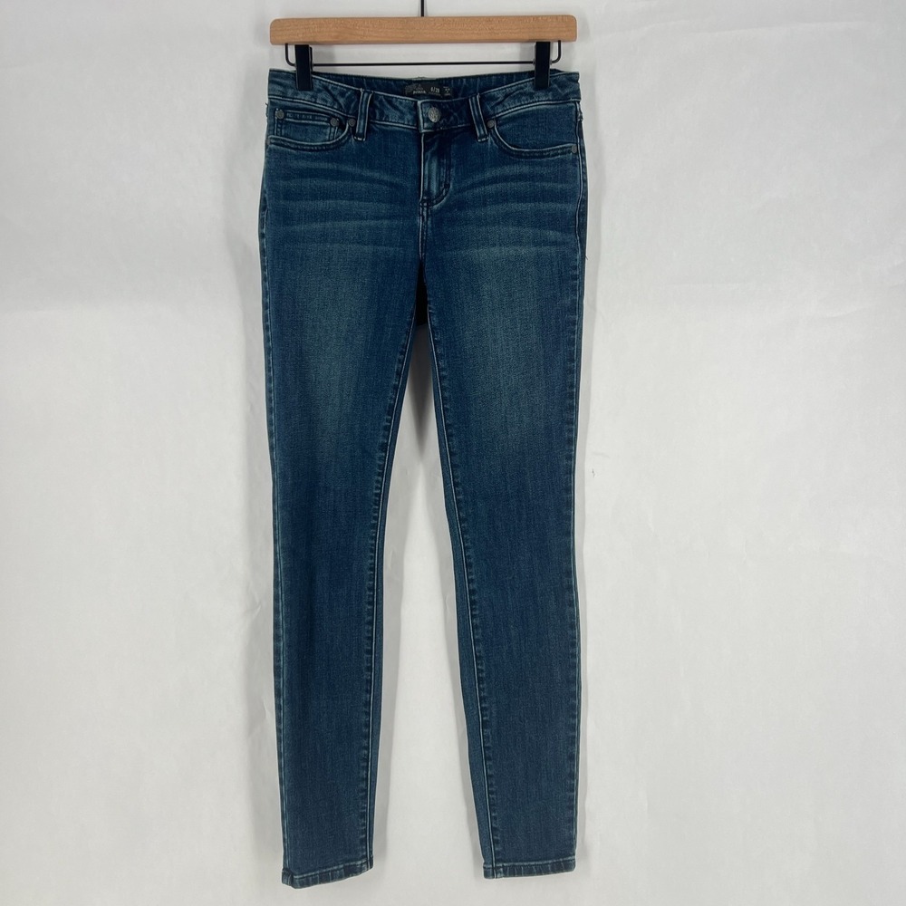 prAna Kara Skinny Jeans Womens 6/28 Blue Denim Organic Cotton Stretch Mid Rise